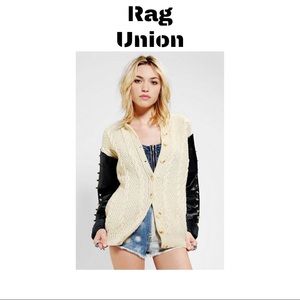 Urban Outfitters | Cable-Knit & Leather Cardigan